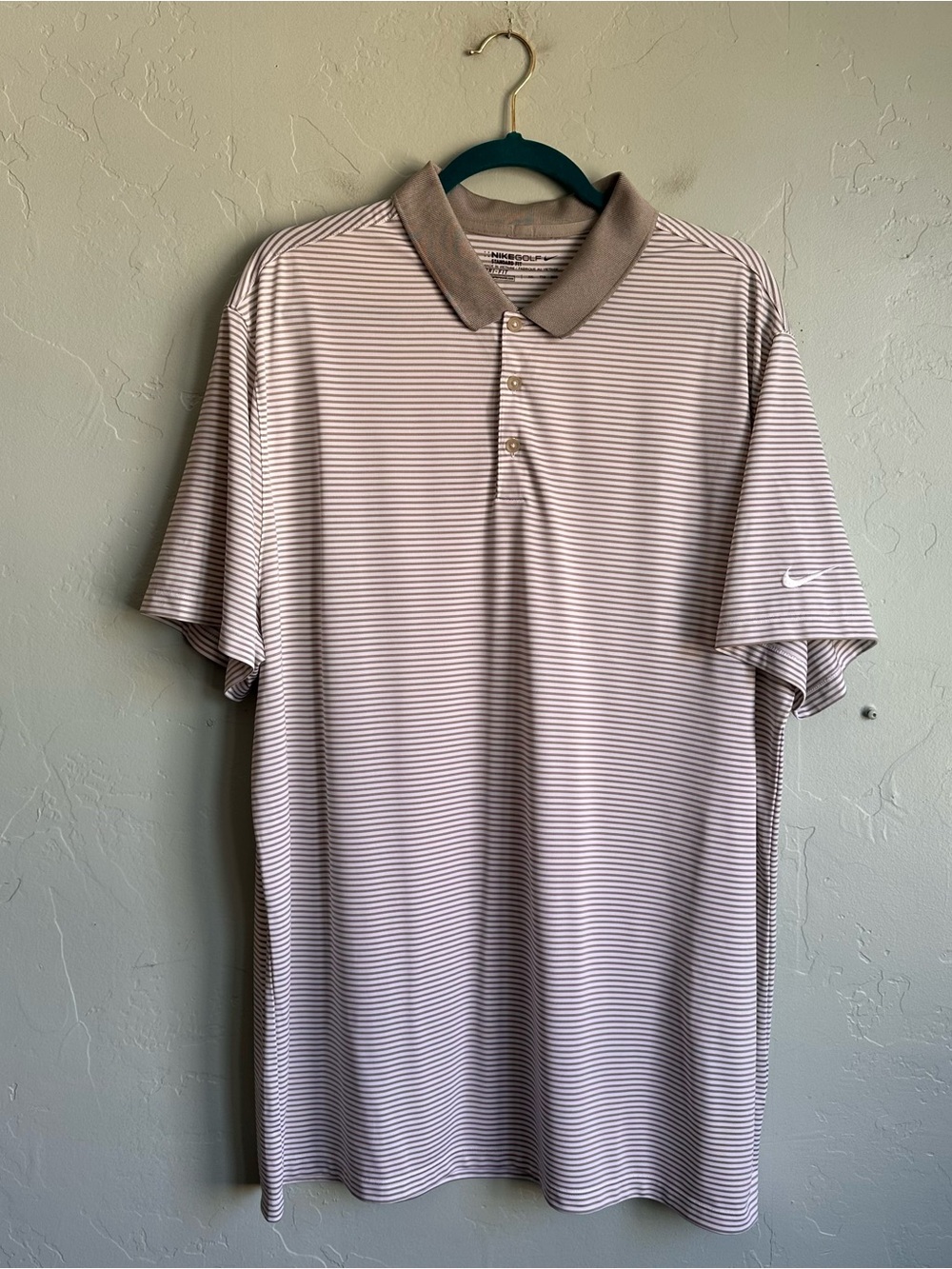 Nike Golf Men’s Gray White Striped Dry-Fit Short Sleeve Polo Shirt Size XXL